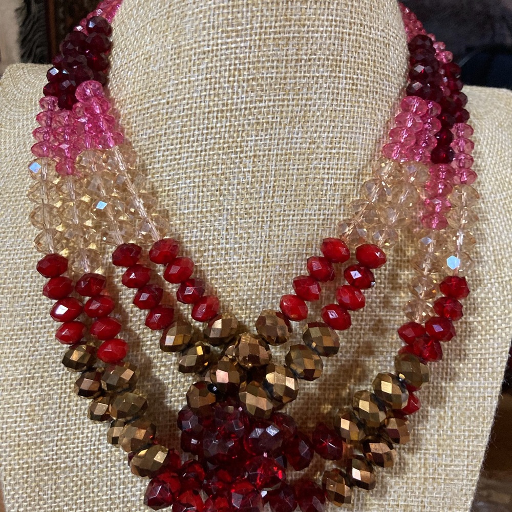 Erica Lyons 4 strand glass faceted beaded necklace